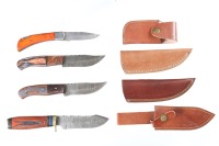 4 Custom Damascus Knives