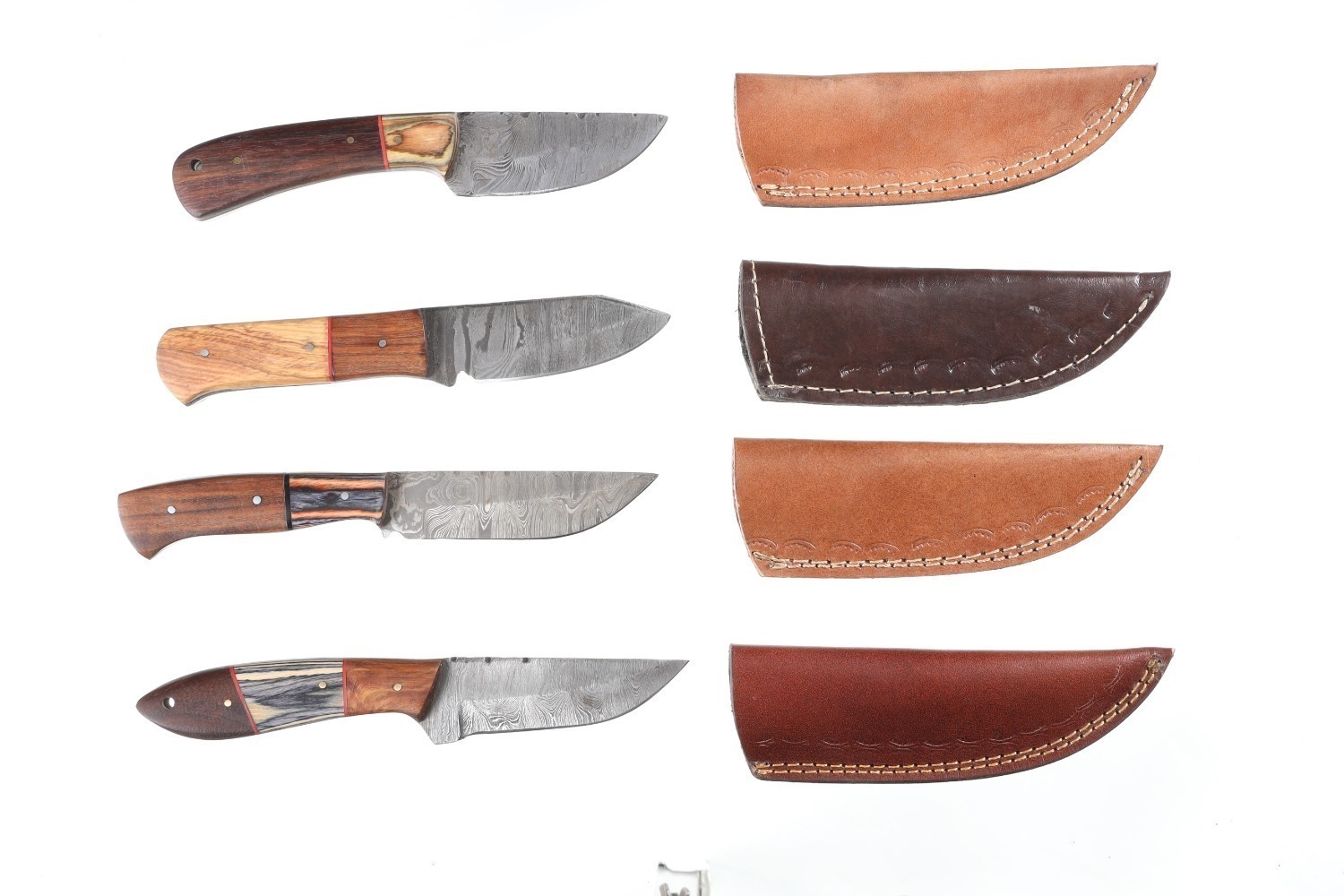 4 Custom Damascus Knives