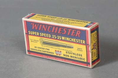 1 Bx Vintage Winchester .25-35 Win. Ammo