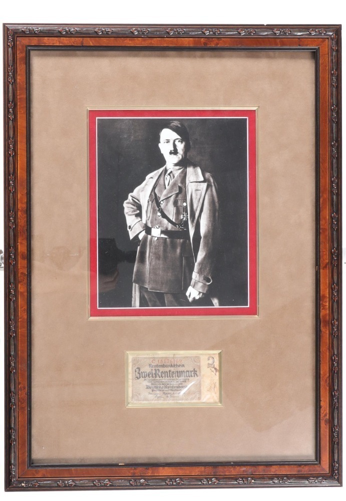 Framed Adolf Hitler Picture & Note