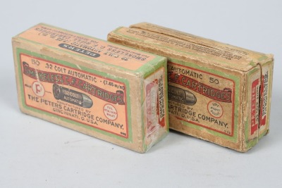 2 vintage boxes of Peters .32 acp ammunition