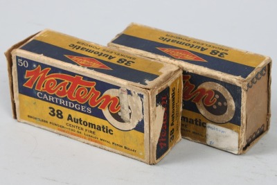 2 vintage boxes of Western .38 Auto Colt