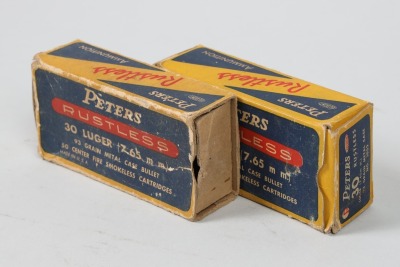 2 boxes of vintage Peters Rustless 30 Luger ammo