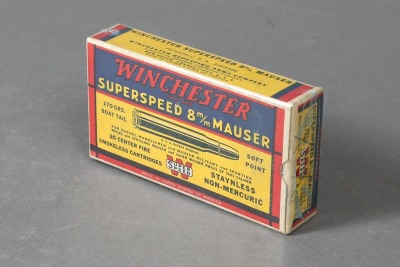 1 Partial Bx Vintage Winchester 8mm Mauser Ammo