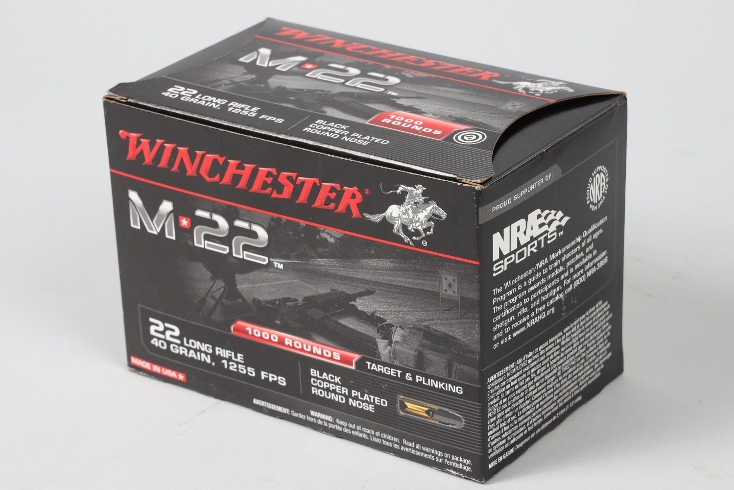 1 box of 1000 rounds, Winchester .22 lr