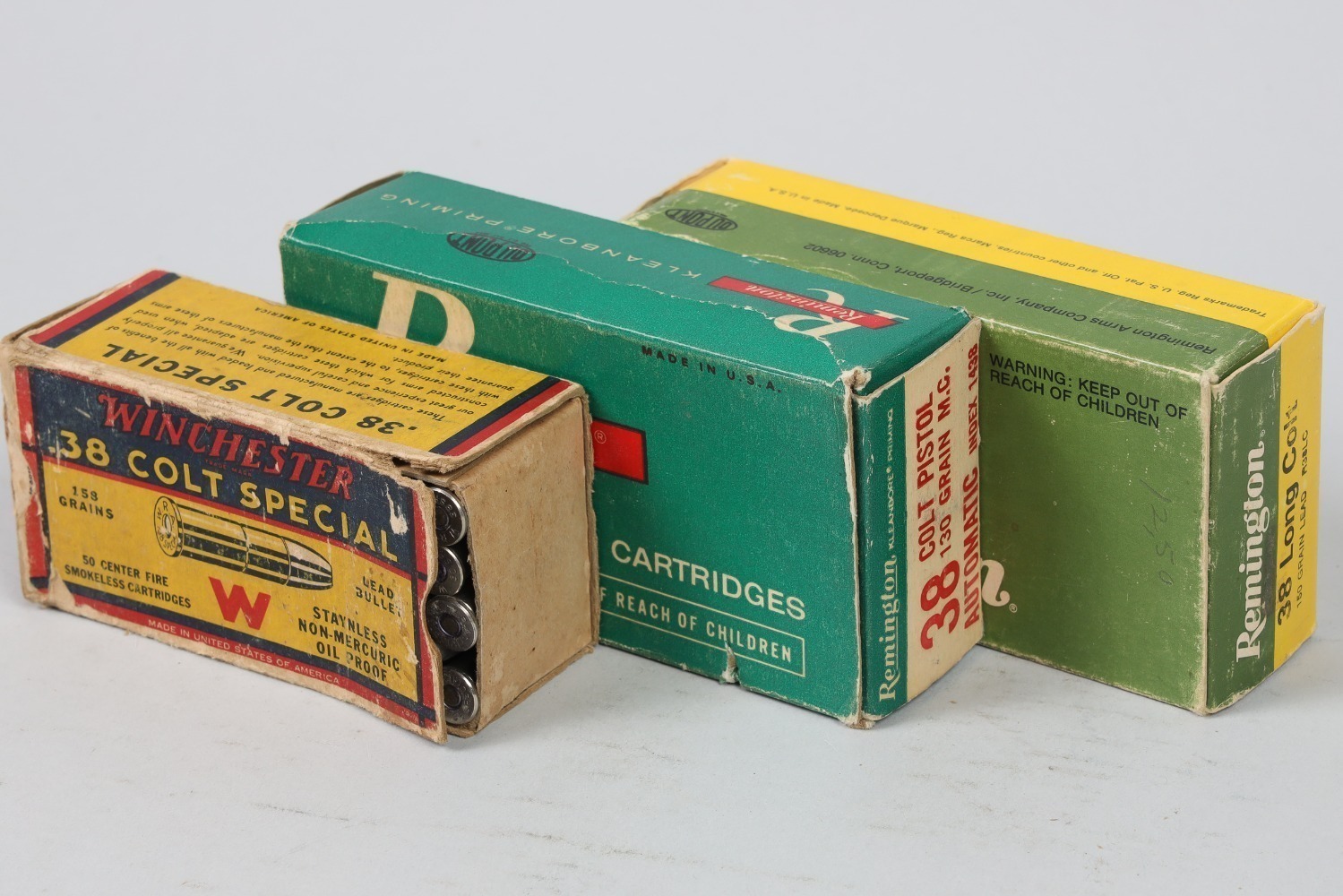 3 boxes of .38 Colt ammunition