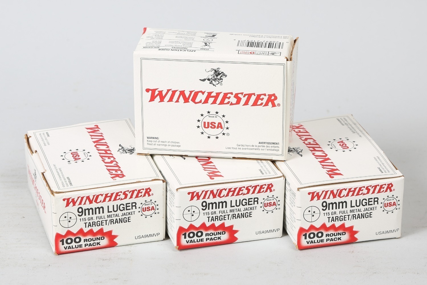 4 Bxs Winchester 9mm Luger Ammo