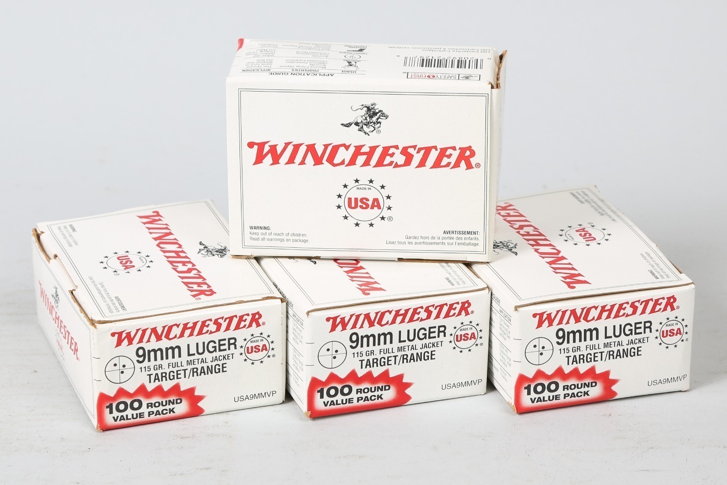 4 Bxs Winchester 9mm Luger Ammo