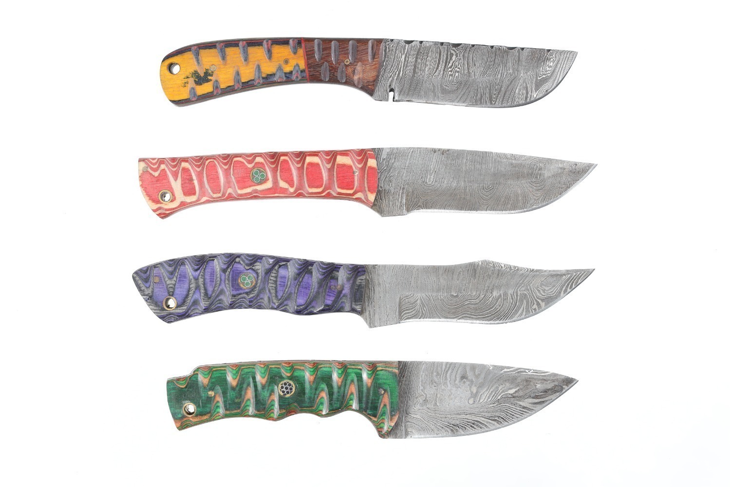 4 Damascus knives