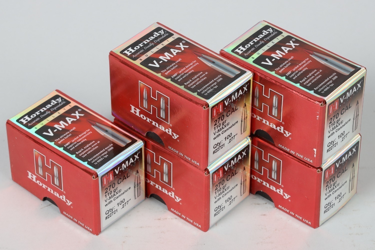 5 Bxs Hornady .270 Cal Bullets (not ammo)