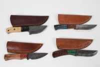 4 custom Damascus knives