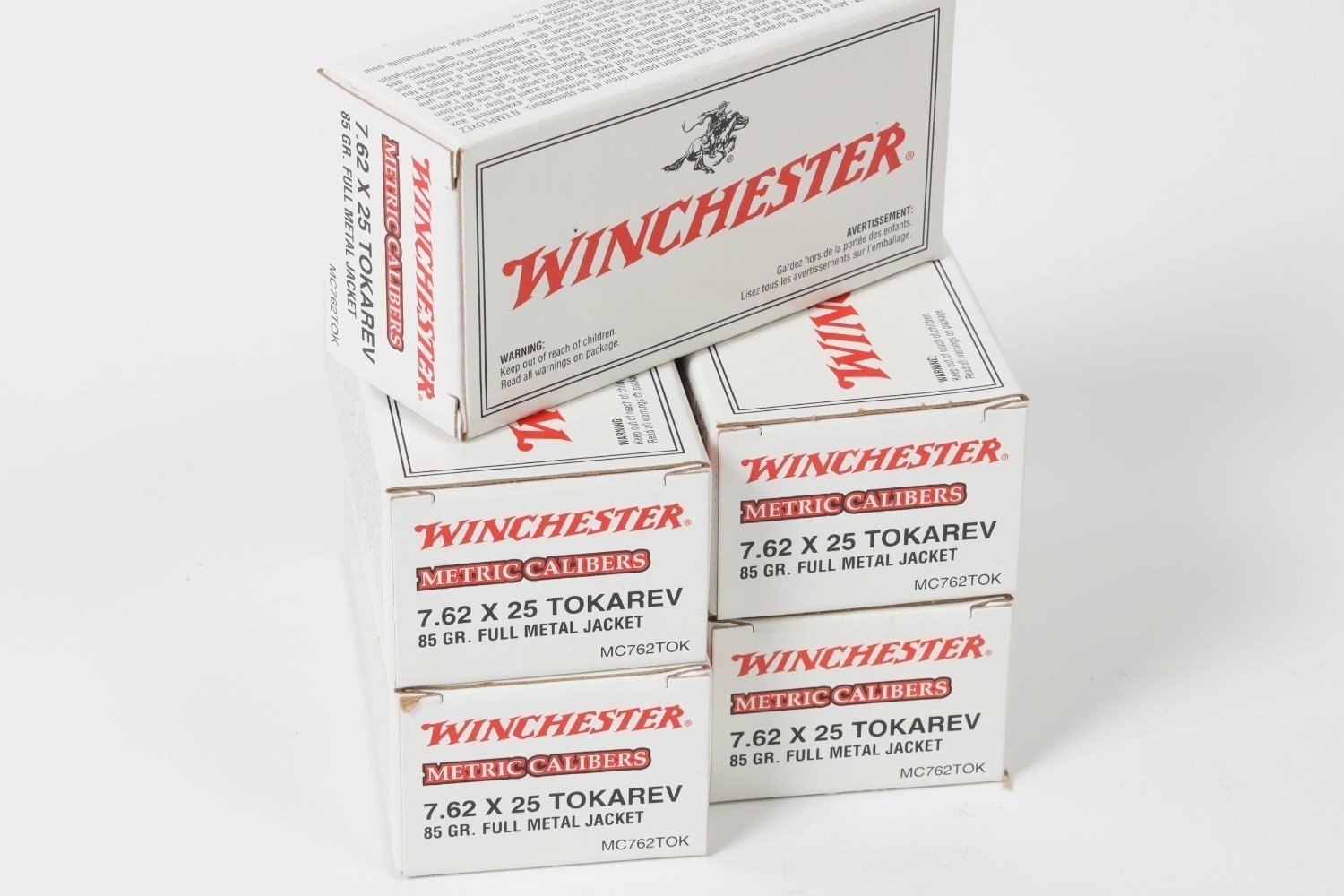 5 bxs Winchester 7.62x25 Tok ammo