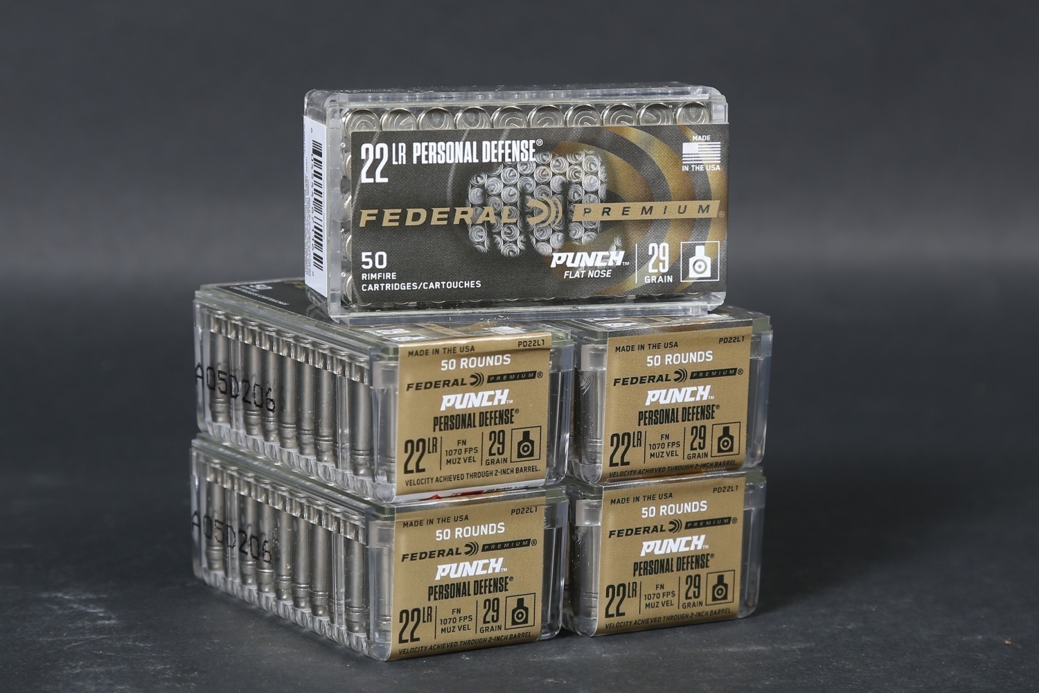 5 bxs Federal Punch .22lr Ammo