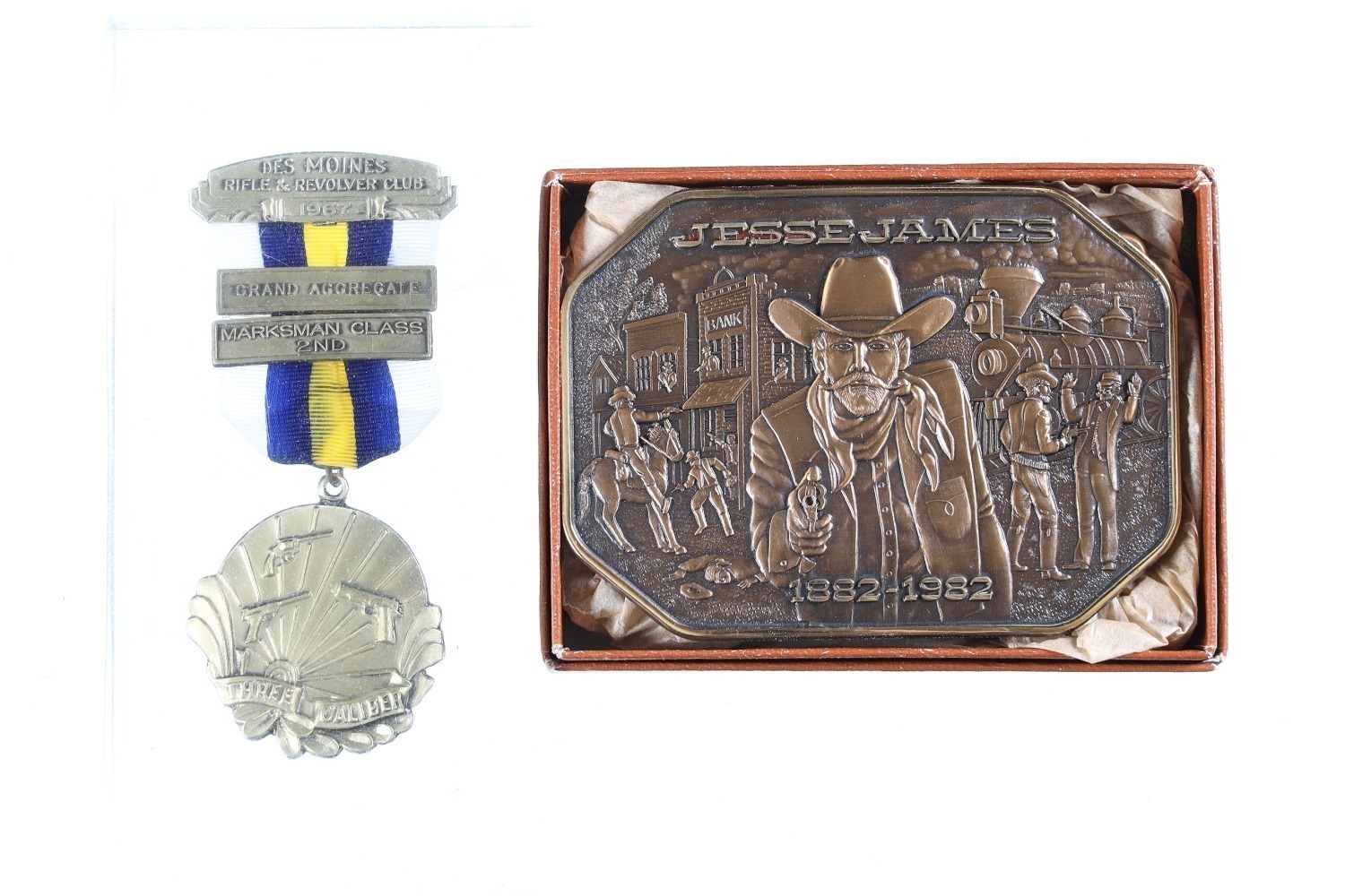 Marksman Medal and Jesse James Belt Buckle