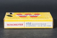 1 bx Vintage Winchester .458 Win Mag Ammo - 3