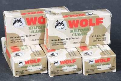 5 bxs Wolf 9mm ammo
