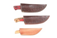 3 custom Damascus fixed blade knives - 2